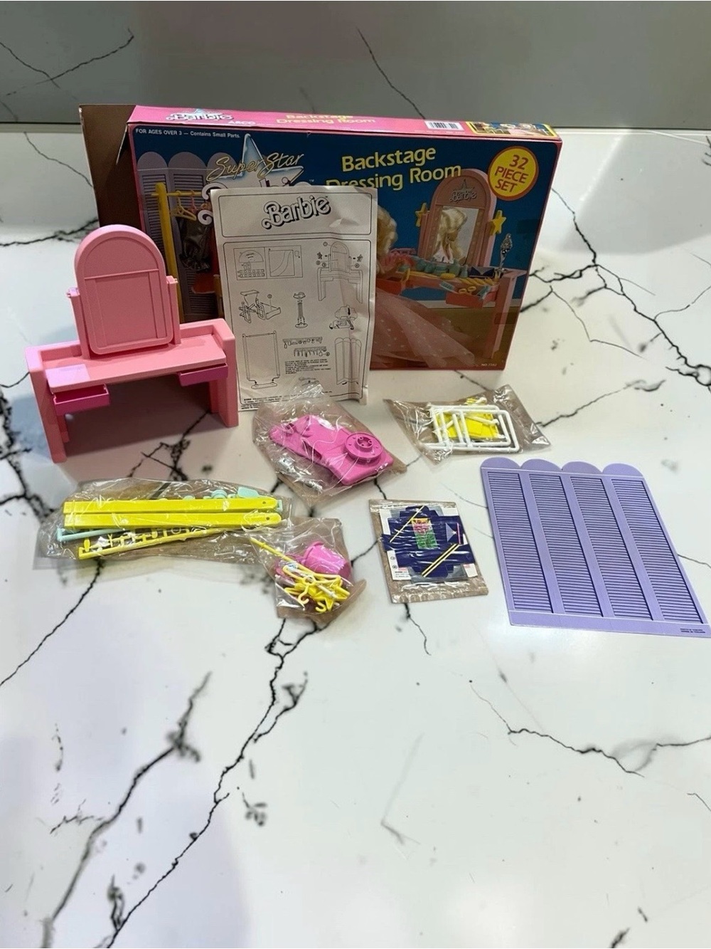 RARE CIB! VTG 1989 Superstar Barbie Backstage Dressing Room|#7342| Sealed Parts!
